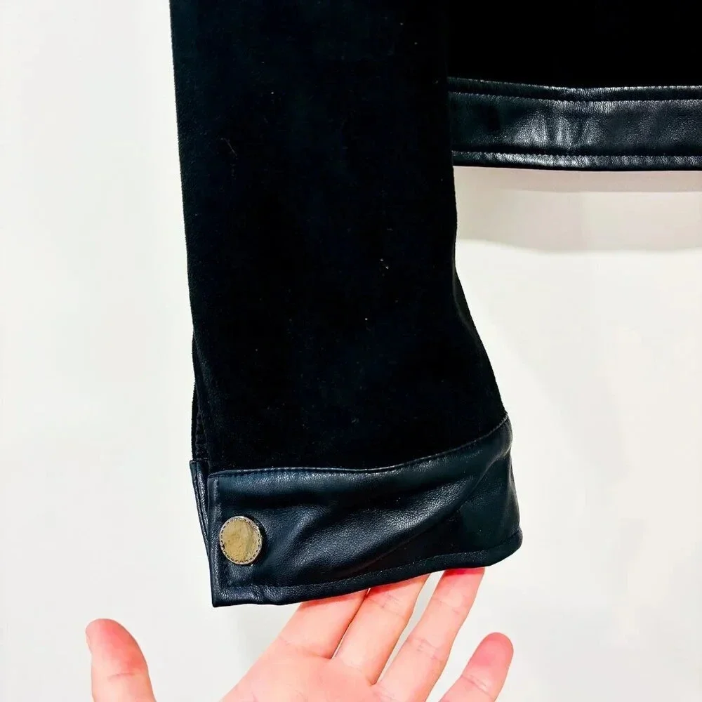 SAN FRANCISCO Black suede and faux leather blazer - Picture 5 of 8